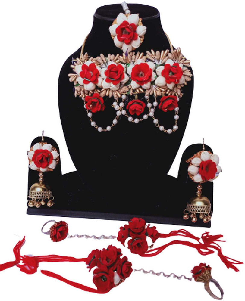 ACCESSORIZEMEII Paper Red White Jewellery Set Price in India