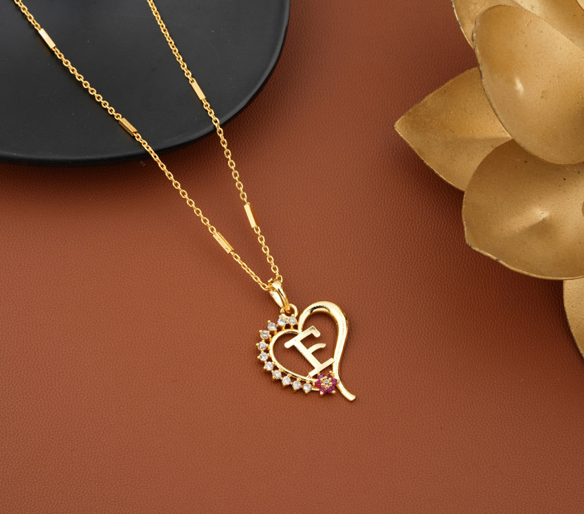 Jewel WORLD F letter locket pendants alphabet name gold plated