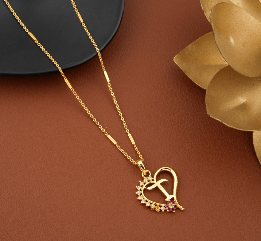 Jewel WORLD T letter locket pendants alphabet name gold plated alloy new model design with 19 inch chain for girls women Gold plated Alloy Price in India Buy Jewel WORLD T letter locket