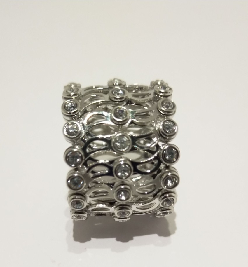 GIVA 925 Sterling Silver Zircon Studded Supple Ring Cum Bracelet