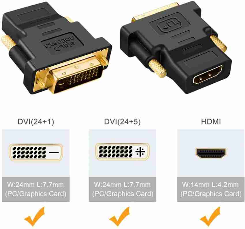 ULTRABYTES TV-out Cable DVI-I Dual Link 24+5 pin Male to HDMI