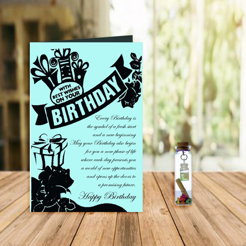 Giftikart Happy Birthday Wishes 8 Beautiful Greeting Card + Message Bottle  Price in India - Buy Giftikart Happy Birthday Wishes 8 Beautiful Greeting  Card + Message Bottle online at