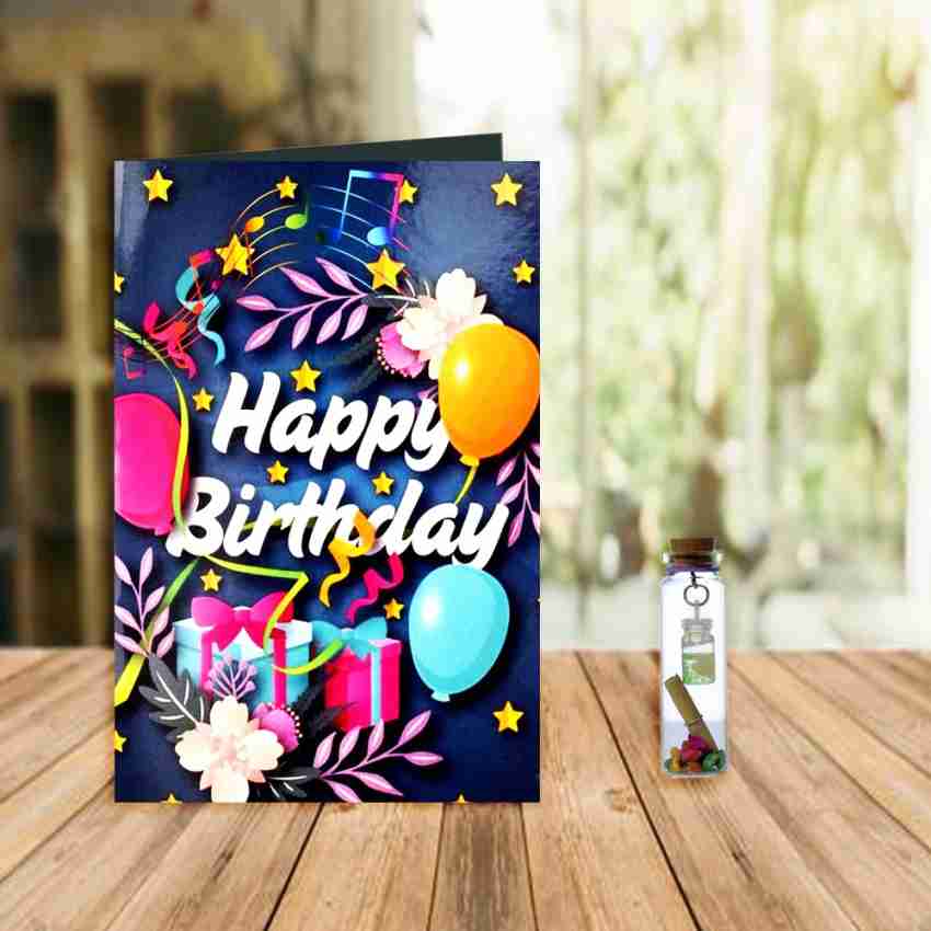 Giftikart Happy Birthday Wishes 8 Beautiful Greeting Card + Message Bottle  Price in India - Buy Giftikart Happy Birthday Wishes 8 Beautiful Greeting  Card + Message Bottle online at