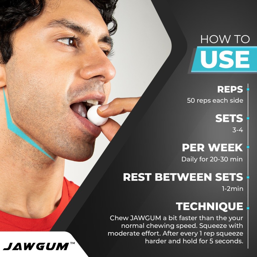 JAWLINER Fitness Chewing Gum (6 months pack) Jawline Gum - Sugar Free Gum 