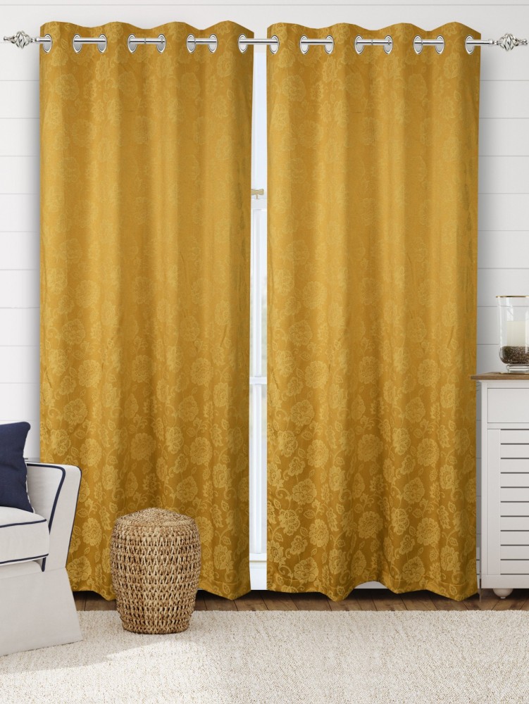 Cotton Orange Floral 7ft Door Curtains Pack Of 2 – Airwill