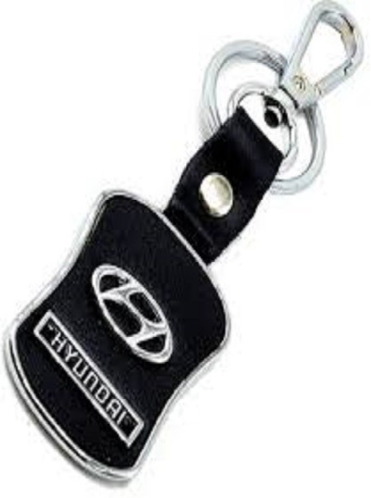 Kittton Imported Leather Hyundai Key Chain Key Ring with Chrome