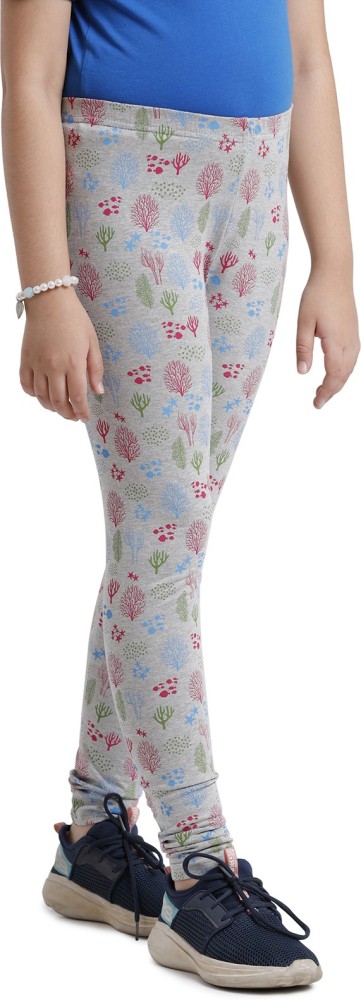 Buy De Moza Girls Grey Printed Cotton Blend Legging (8-9 Years