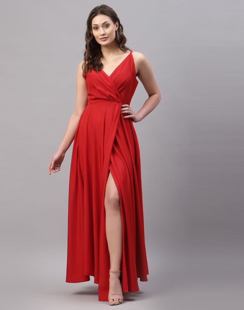 Red maxi dress sales flipkart