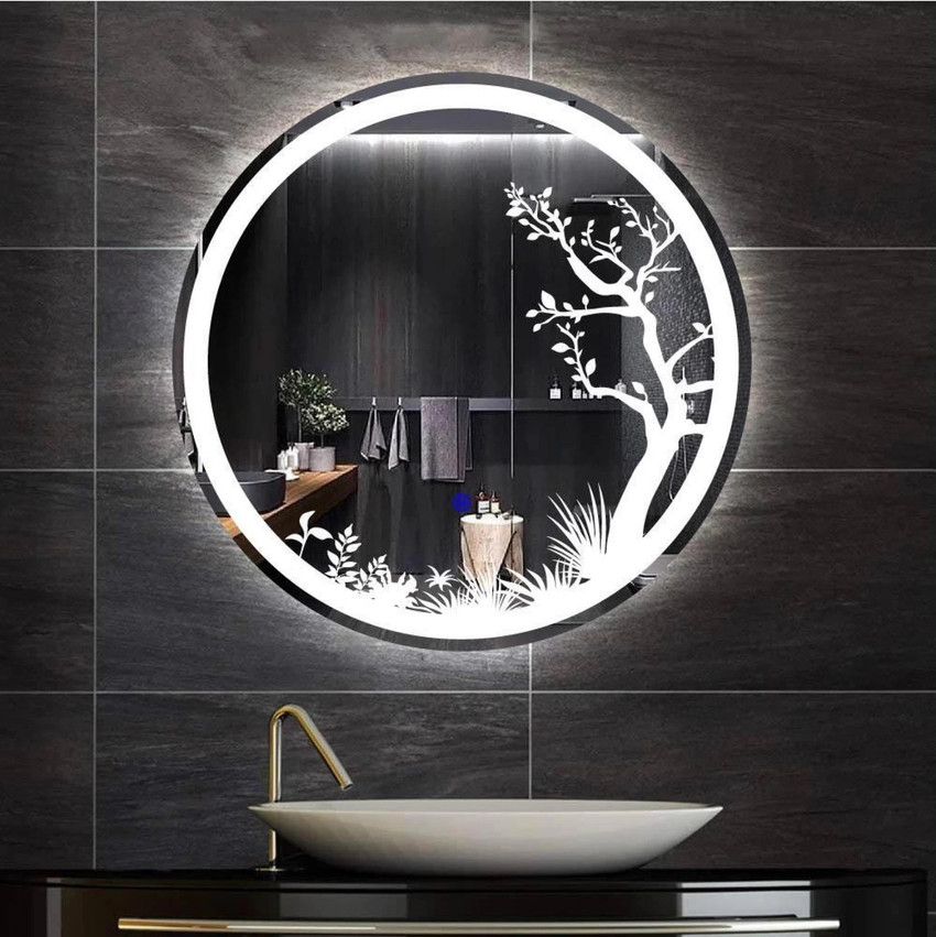Khushi Decors Round Frame Wall with Touch Sensor Light for Wall