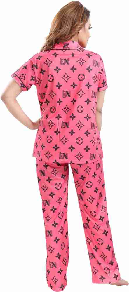 Maa U Fab Women Printed Pink Shirt & Pyjama set Price in India