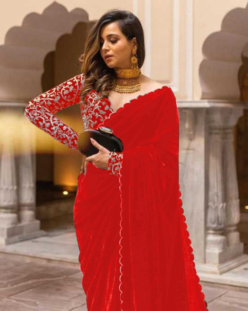 Red saree 2025 online flipkart