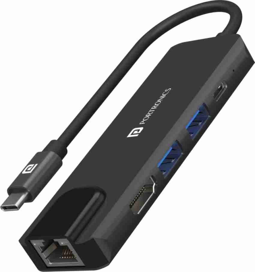 Portronics Mport 60 4-in-1 Multiport Type C/USB Hub,LAN Adapter