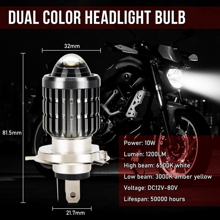 H4 H6 BA20D Moto Led Motorcycle Headlight Bulbs Dual Color Hi/Lo Beam Fog  Lamp 