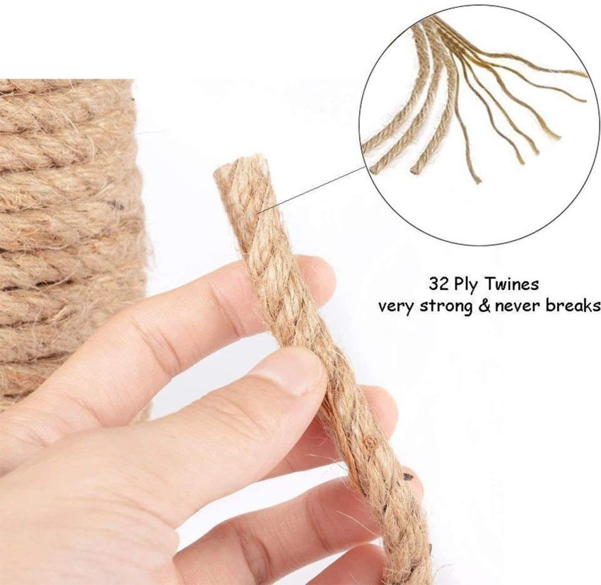  98 Feet 6mm Jute Thick Twine,Strong Hemp Rope,Natural