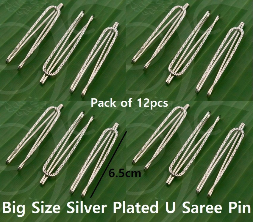 THANU'S CRAFT Silver Safety Pin Saree Pin Design for women Lapel