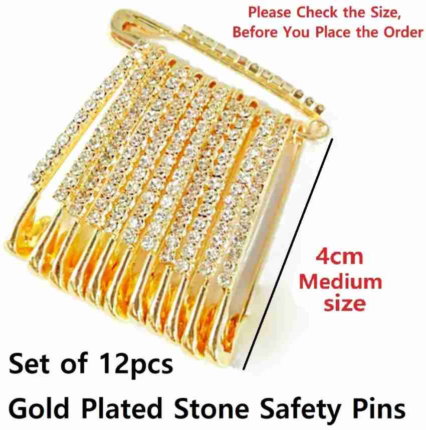 Decorative Golden Saree Pins Small X Shaped Double Line Stone,Safety Pin,  Brooch Safety Pins Set of 4 by Satre Online And Marketing - Shop Online for  Arts & Crafts in Turkey