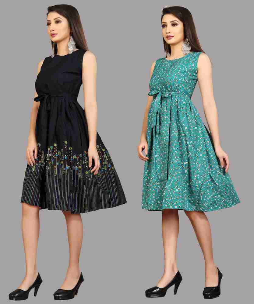 Modli 20 Fashion Women Fit and Flare Blue Dress