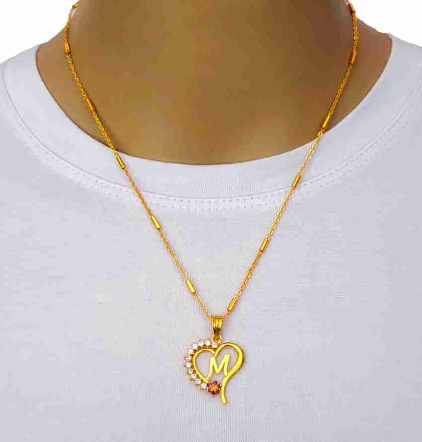 Jewel WORLD Letter 18 inch Gold pendant necklace chain for