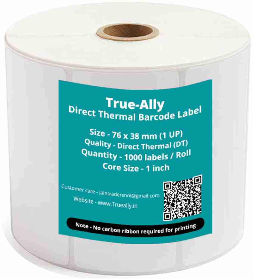 True-Ally 76x38 Direct Thermal Barcode Label Sticker - 3 x 1.5