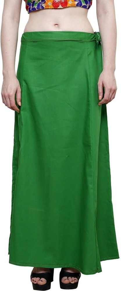 Vishtish Green Cotton Saree Petticoats For Women Pure Cotton