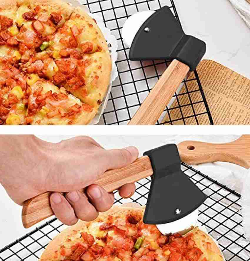 Dropship 1pc Pizza Hob; Axe Bamboo Handle Cutter; Kitchen Gadgets