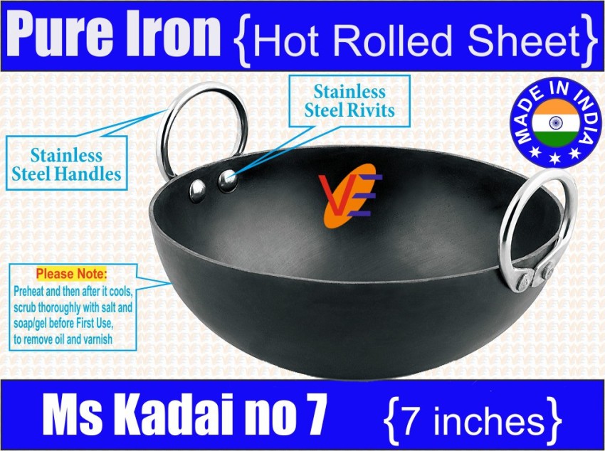 Black M.S Kadai (Extra Large), For Used For Frying And Cooking