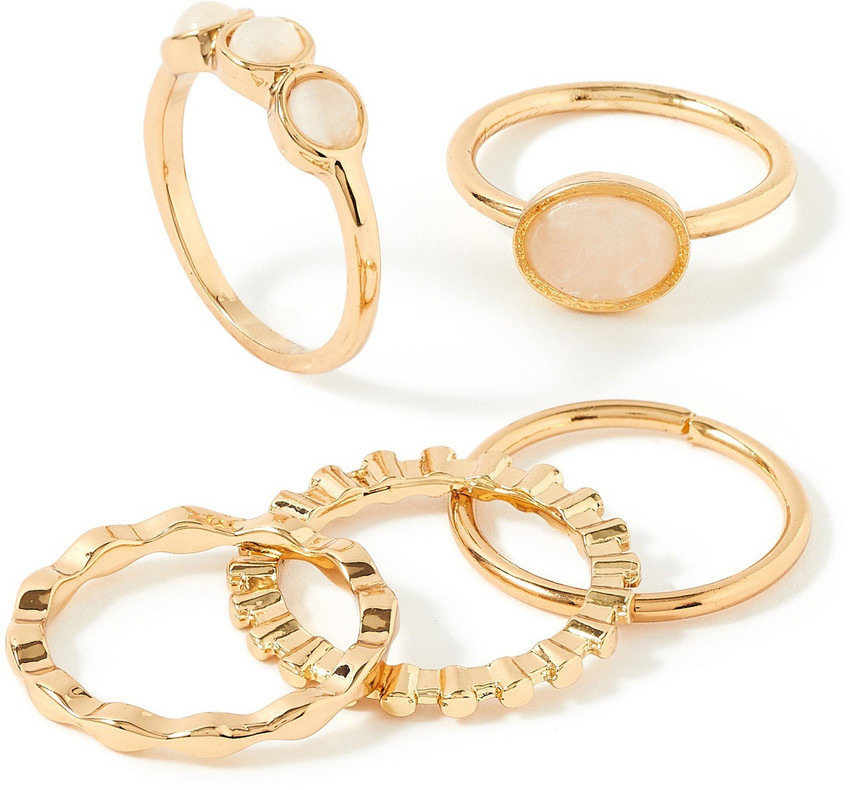 ACCESSORIZE LONDON Women s Gold Pink Set of 5 Pearl Stones