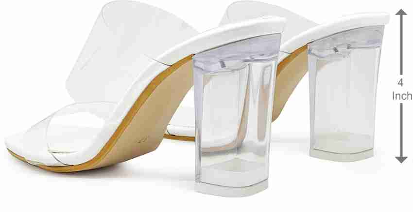 Clear block outlet heels 3.5 inch