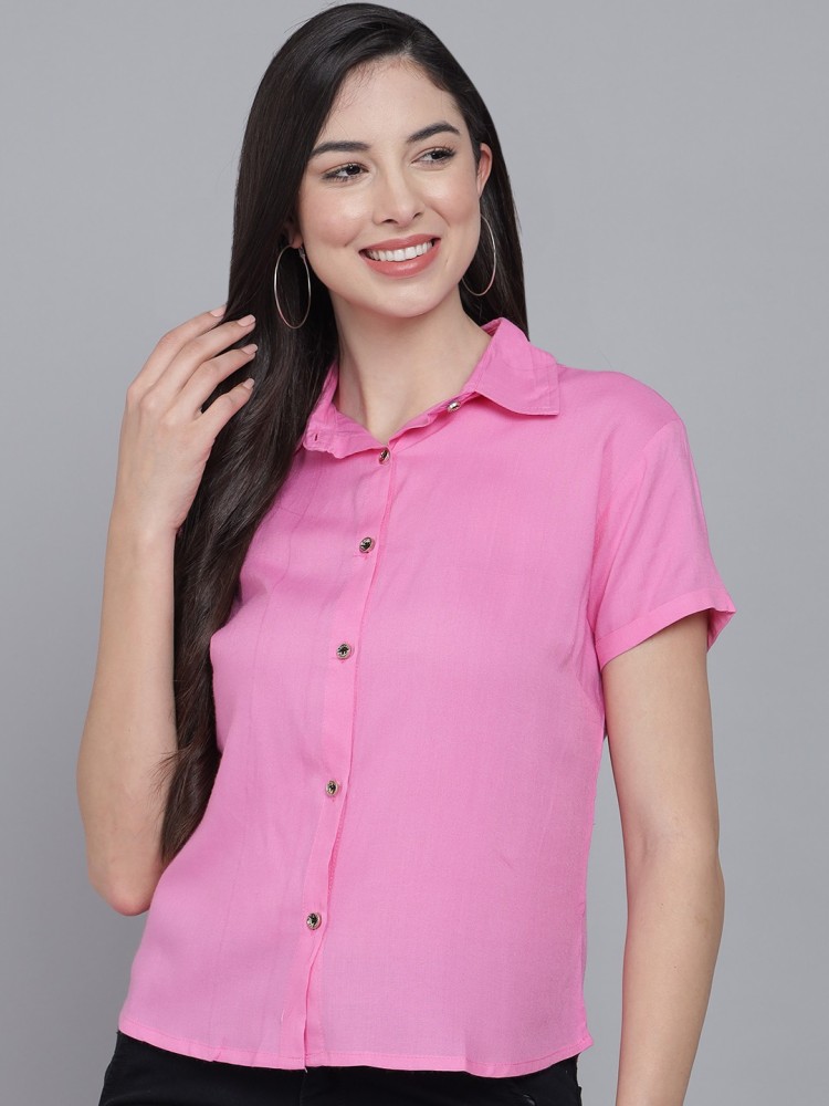 FUNDAY FASHION Women Solid Casual Pink Shirt - Buy FUNDAY FASHION Women  Solid Casual Pink Shirt Online at Best Prices in India