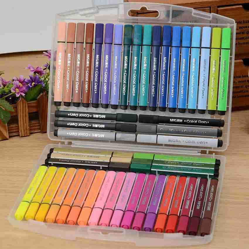 Washable Marker Coloring Pens Set,SAYEEC 48 Assorted Colors Drawing Pen  Thick Point Art Marker Set Water Color with Storage for Adult Coloring  Books