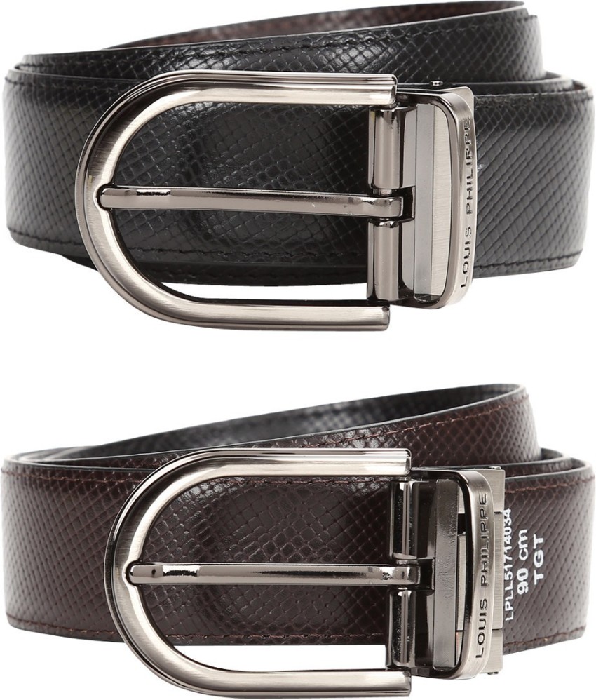 LOUIS PHILIPPE Men Formal Black Genuine Leather Belt Black - Price