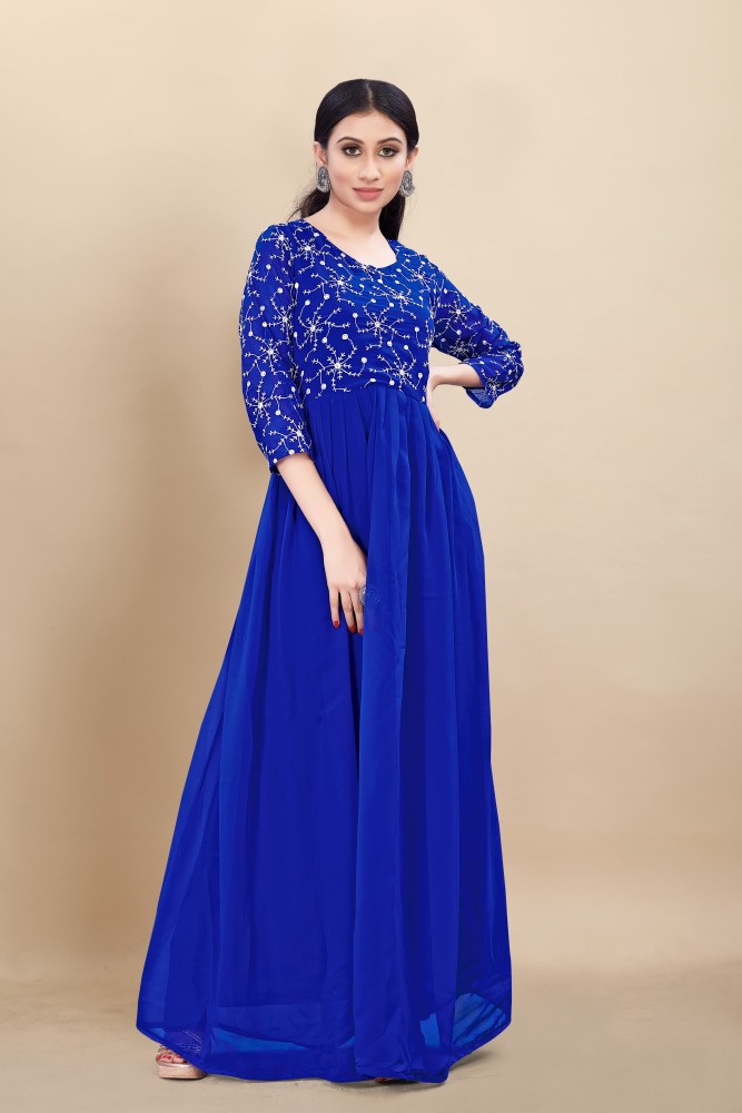 Women Fit and Flare Blue Dress Price in India  Buy Women Fit and Flare Blue  Dress online at Shopsyin