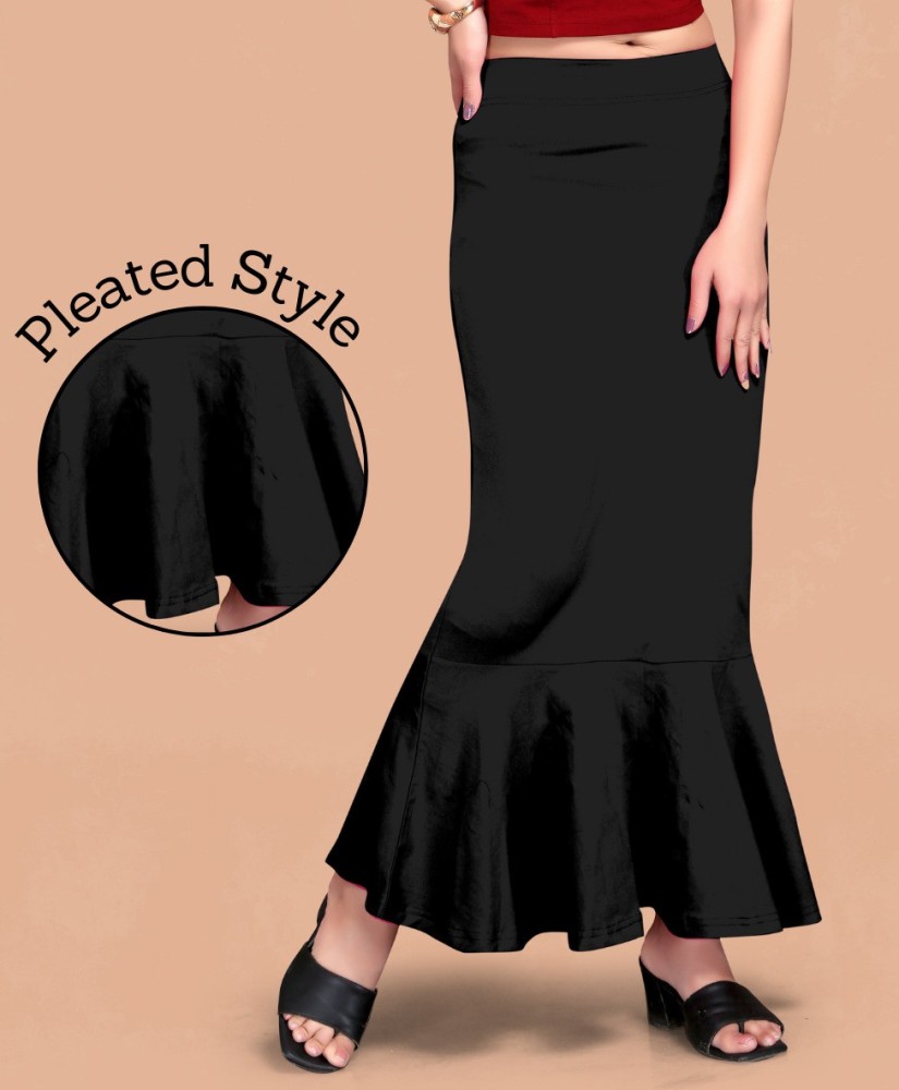 SCUBE DESIGNS Pleated Saree Shapewear Silhoutte Black (XL) Lycra