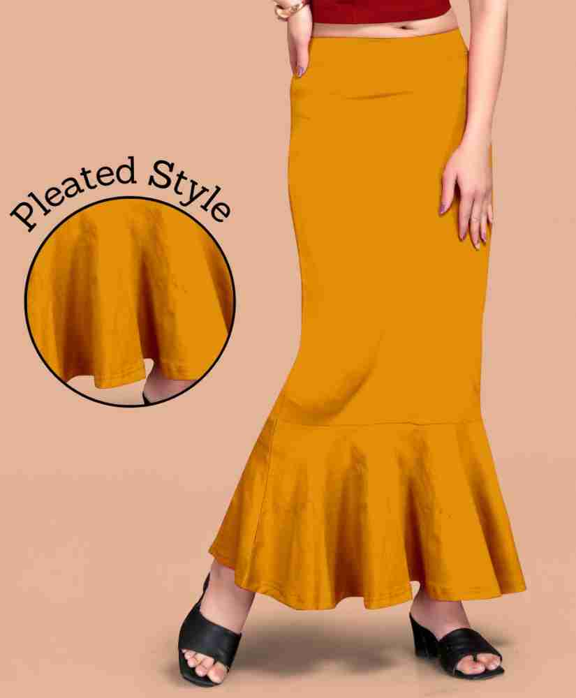 SCUBE DESIGNS Pleated Saree Shapewear Silhoutte Mustard Yellow (M) Lycra  Blend Petticoat Price in India - Buy SCUBE DESIGNS Pleated Saree Shapewear  Silhoutte Mustard Yellow (M) Lycra Blend Petticoat online at