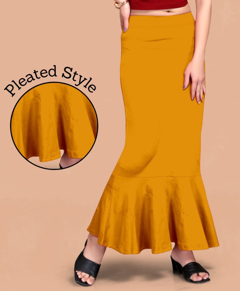 SCUBE DESIGNS Pleated Saree Shapewear Silhoutte Mustard Yellow (M) Lycra  Blend Petticoat Price in India - Buy SCUBE DESIGNS Pleated Saree Shapewear  Silhoutte Mustard Yellow (M) Lycra Blend Petticoat online at