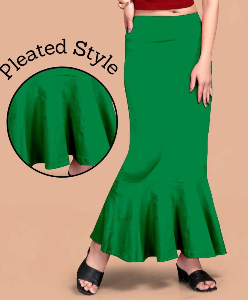 SCUBE DESIGNS Pleated Saree Shapewear Silhoutte Green (XL) Lycra
