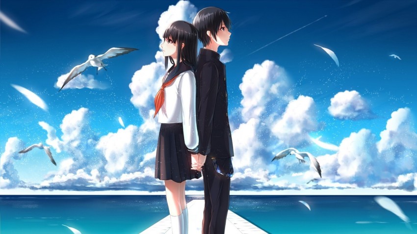 oizi: Romantic Anime Couple in Casual Attire, Beautifully Illustrated by  Rutkowski and Villanueve, -- v5 --s1000 --q1 --v5