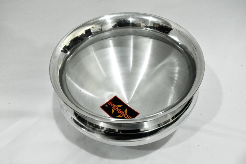 HAZEL Aluminium Hammered Finish Handi with Lid Biryani Rice Cooking Pot GOL  Patiya Tope Patila Vessel, 24.5 cm, 3900 ML Silver