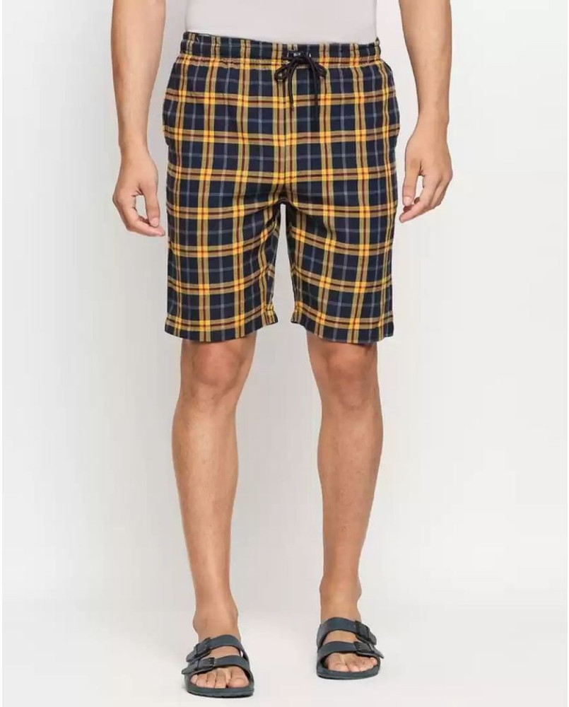 Yellow plaid shorts men 2025