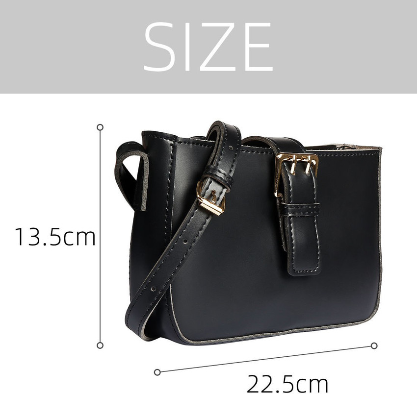 MINISO Black Sling Bag Buckle Crossbody Bag Sling Bag with