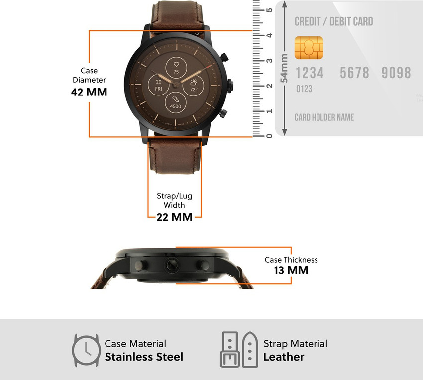 Fossil men's 42mm collider hr heart rate stainless steel and leather hybrid hr smart watch deals