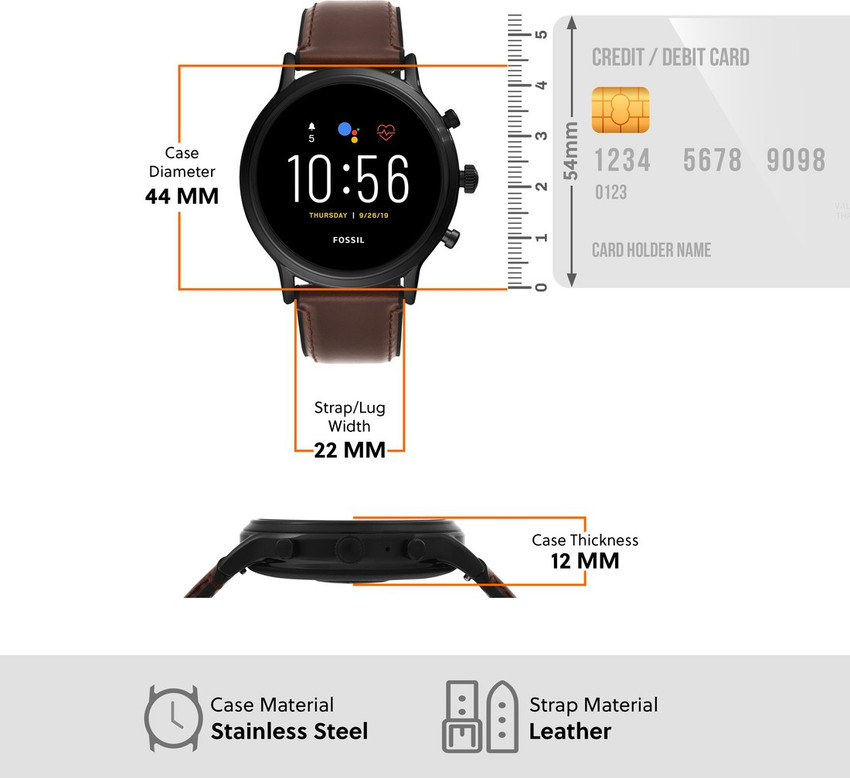 Montre connectée 5ème génération the store carlyle hr en cuir marron