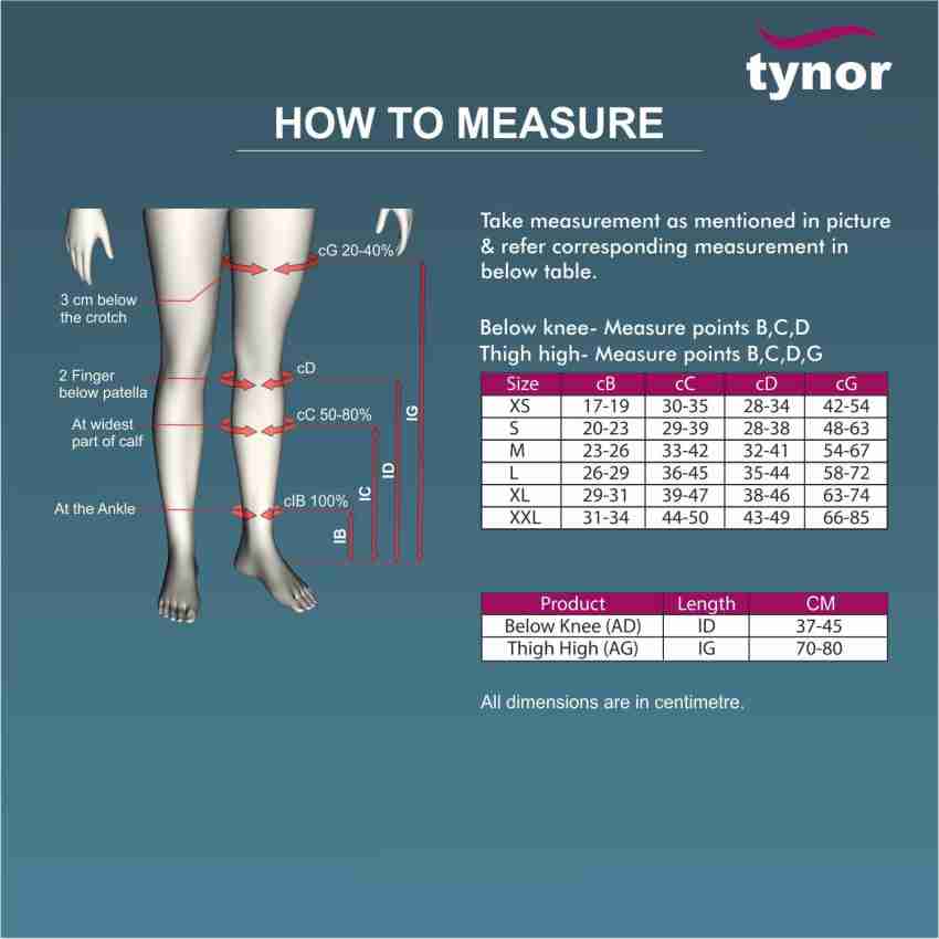 Tynor Compression Garment Leg Mid Thigh Open Toe (Pair) Knee, Calf & Thigh  Support