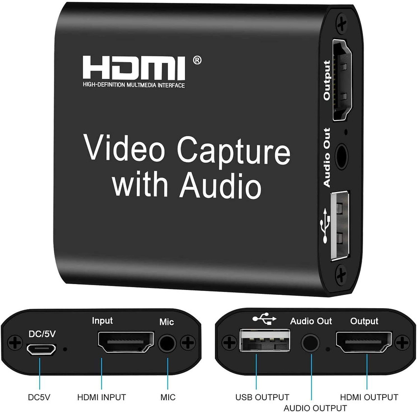 BUYFLUX TV out Cable 4K HDMI Video Capture Card With 3.5mm Audio