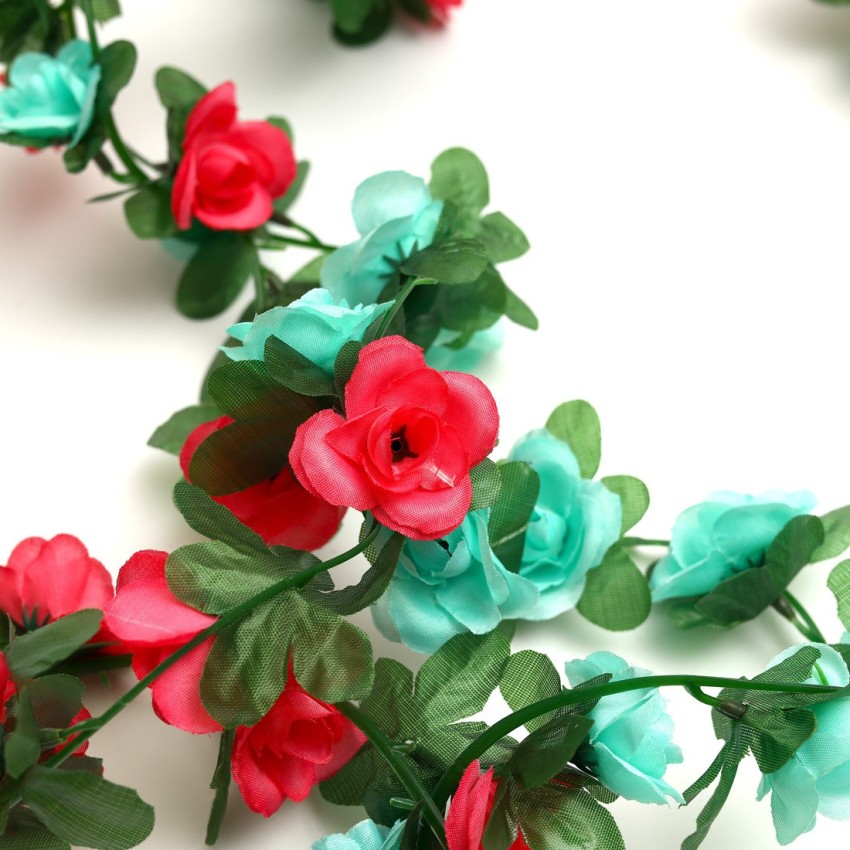  DULI Artificial Rose Vine Flowers with Green Leaves