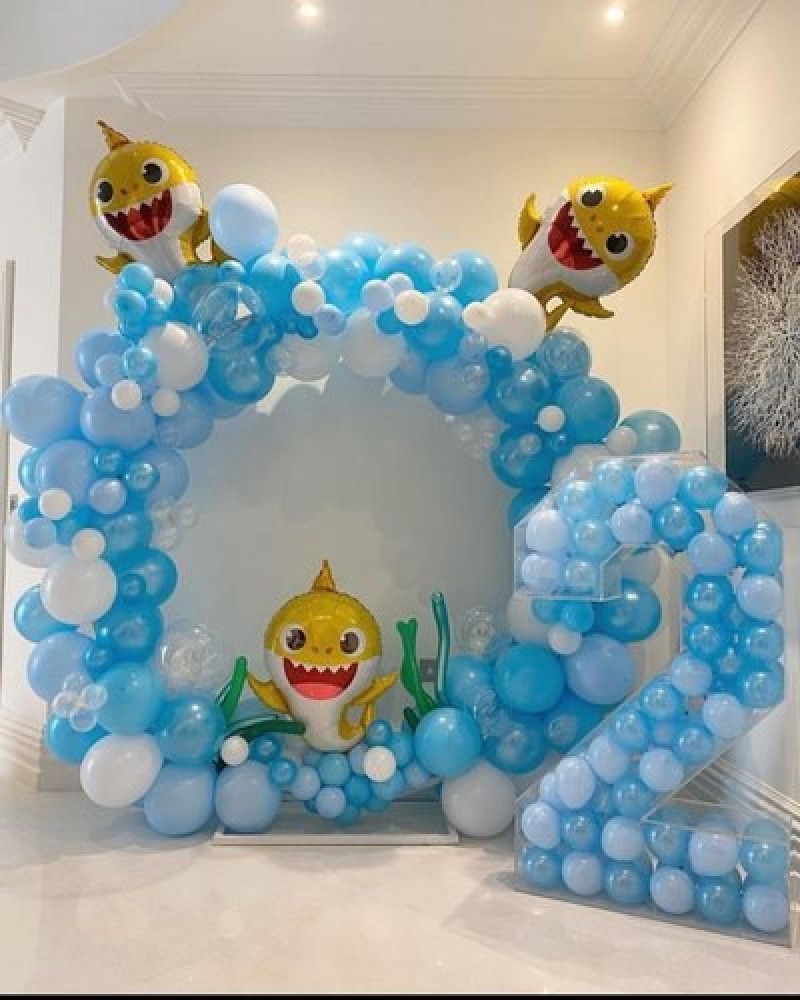 NAVI Solid BIRTHDAY, BABY SHOWER, WELCOME BABY PARTY  DECORATION KIT THEME OF BABY SHARK Balloon - Balloon