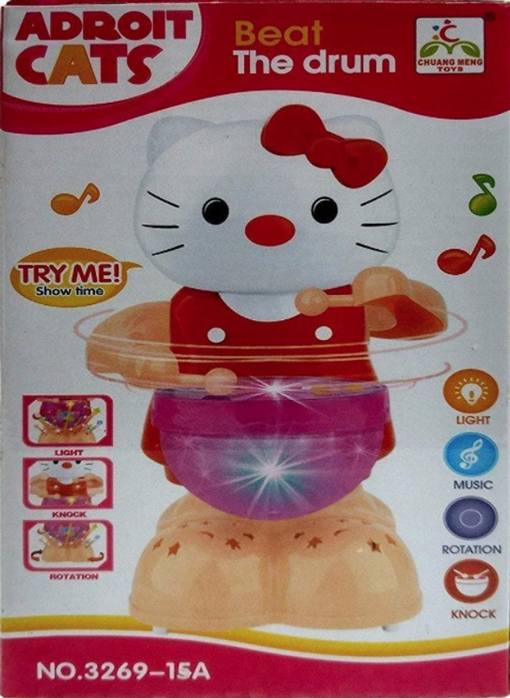 SHREEKRISHNAFANCYGIFTC Drummer Cat Toy Flashing Light 360 Degree