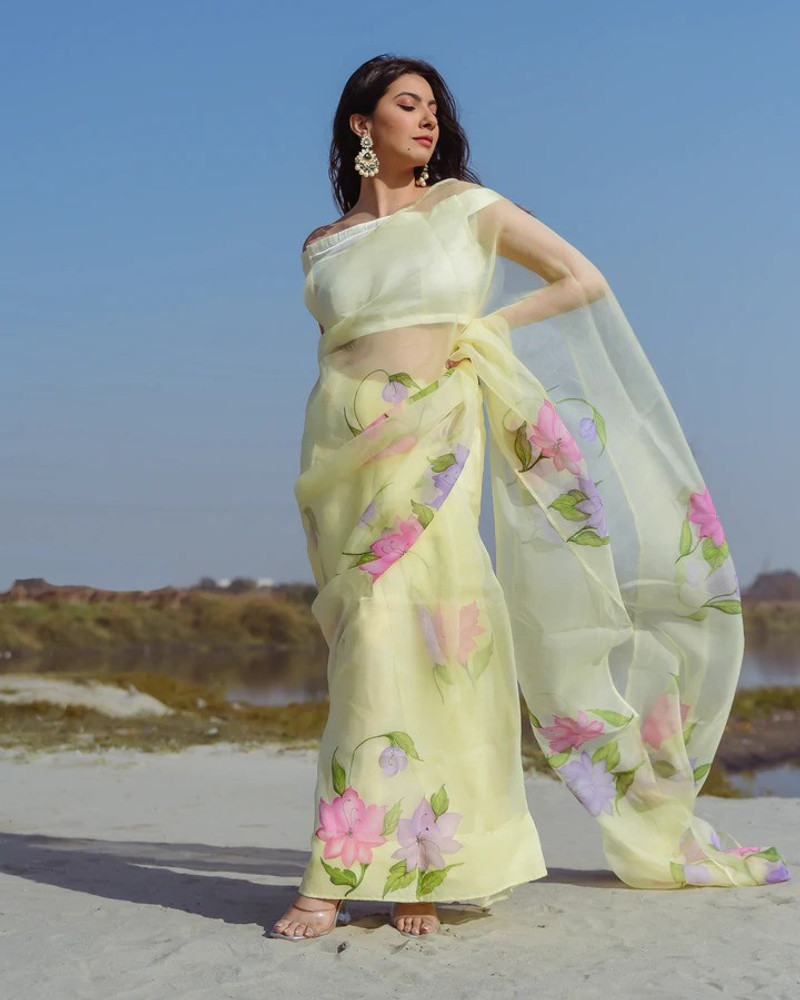 Organza saree flipkart outlet