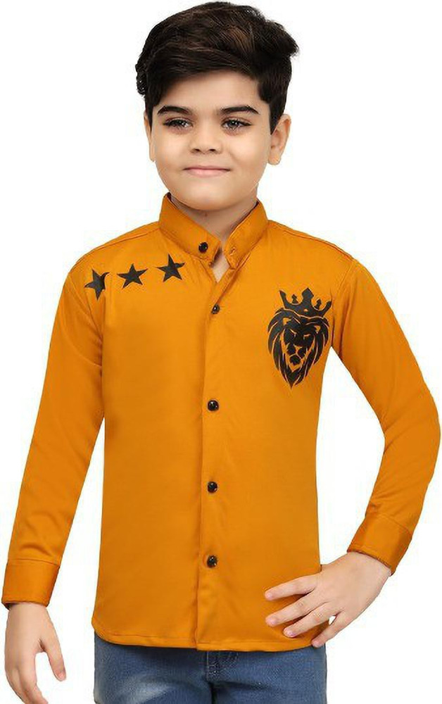 FOREVER YOUNG Boys Printed Casual Gold Shirt Buy FOREVER YOUNG Boys Printed Casual Gold Shirt Online at Best Prices in India Flipkart