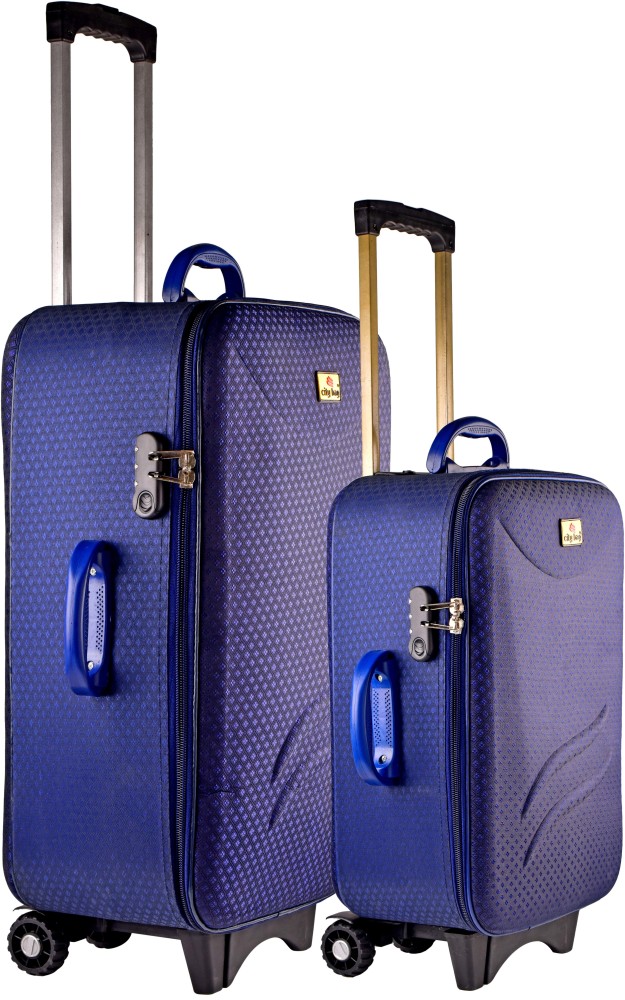 CITY BAG TROLLEY BAG SET OF 2 LUGGAGE BAG Expandable Cabin Suitcase - 24  inch BLUE - Price in India